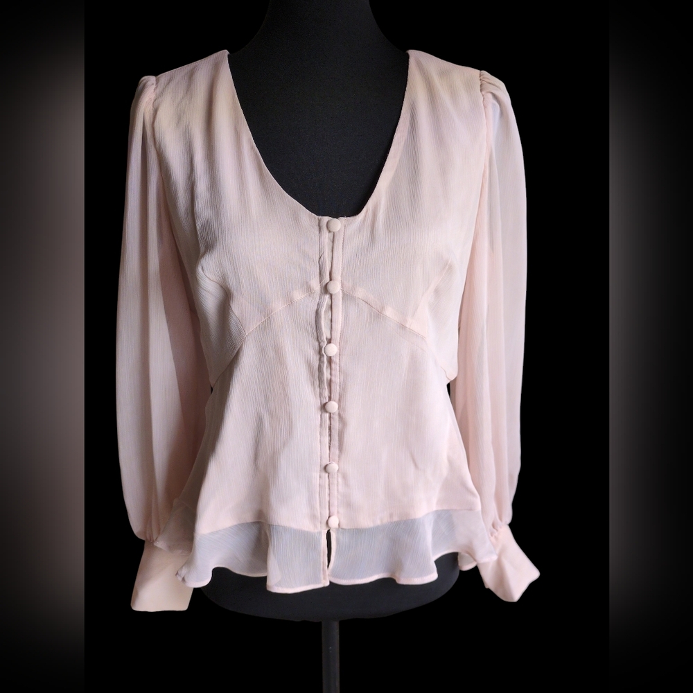 Nine West Light Pink Button-Front Blouse